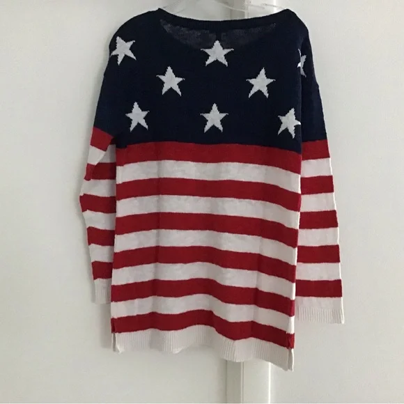 Talbots Patriotic Star and Stripe Linen Sweater - Picture 5 of 10